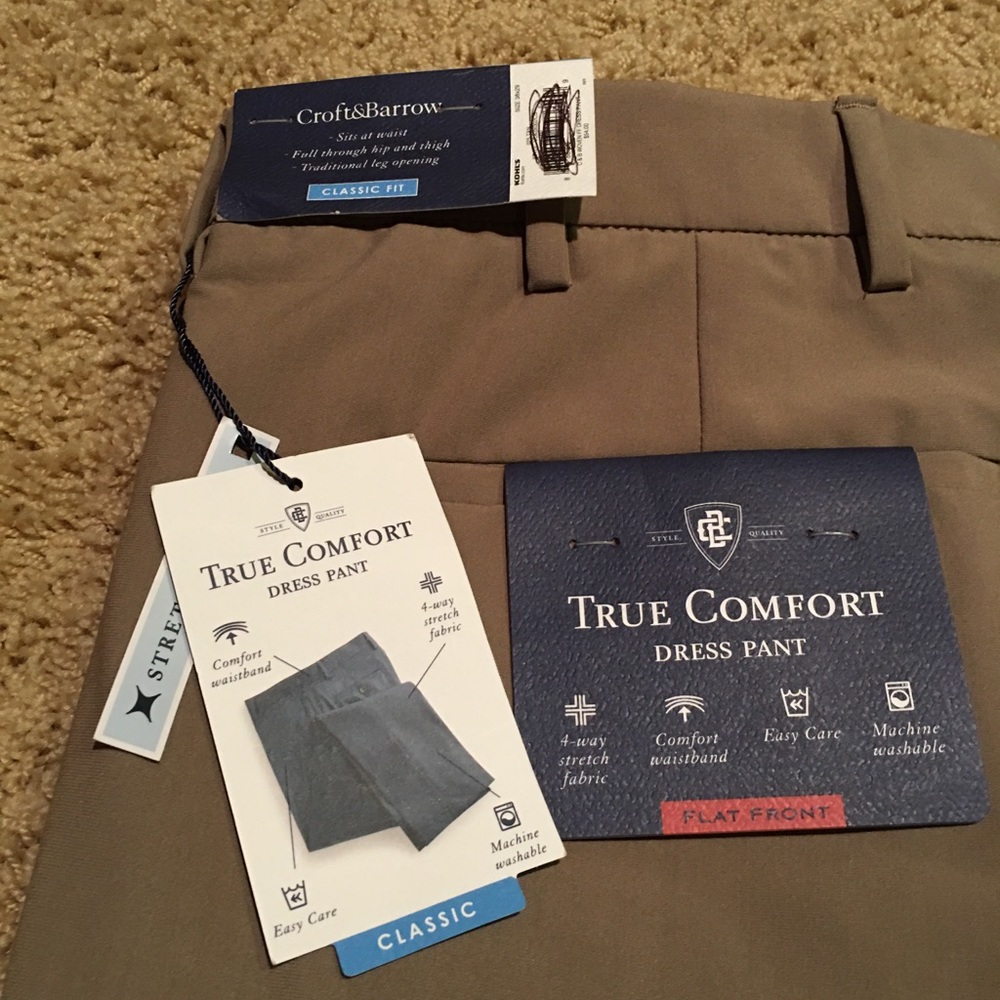 Croft and Barrow Classic Fit Flat Front 38x29 NWT